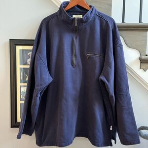 Eddie Bauer Navy Quarter Zip Sweatshirt sz XXL